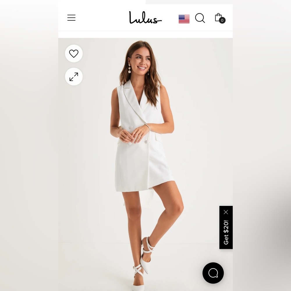 Lulus white blazer dress with bow